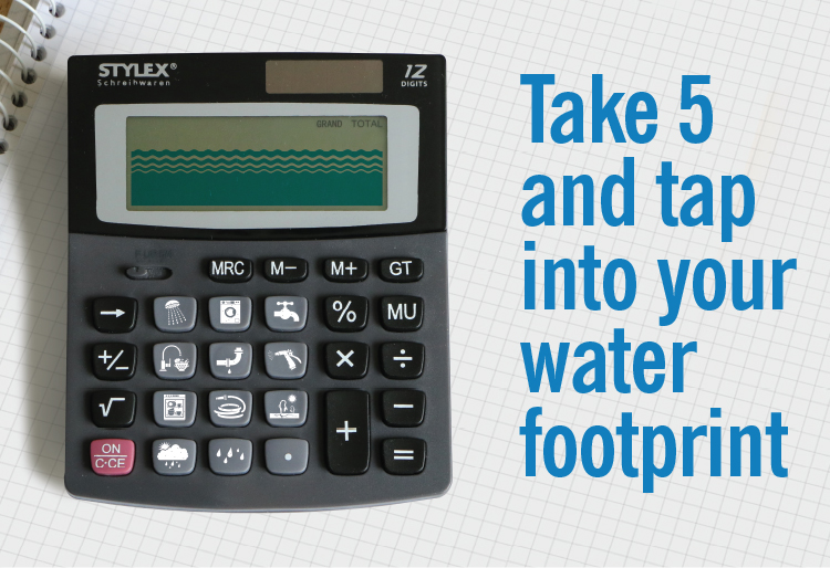 Image of a water calculator which encourages people to take the test and calculate their water footprint