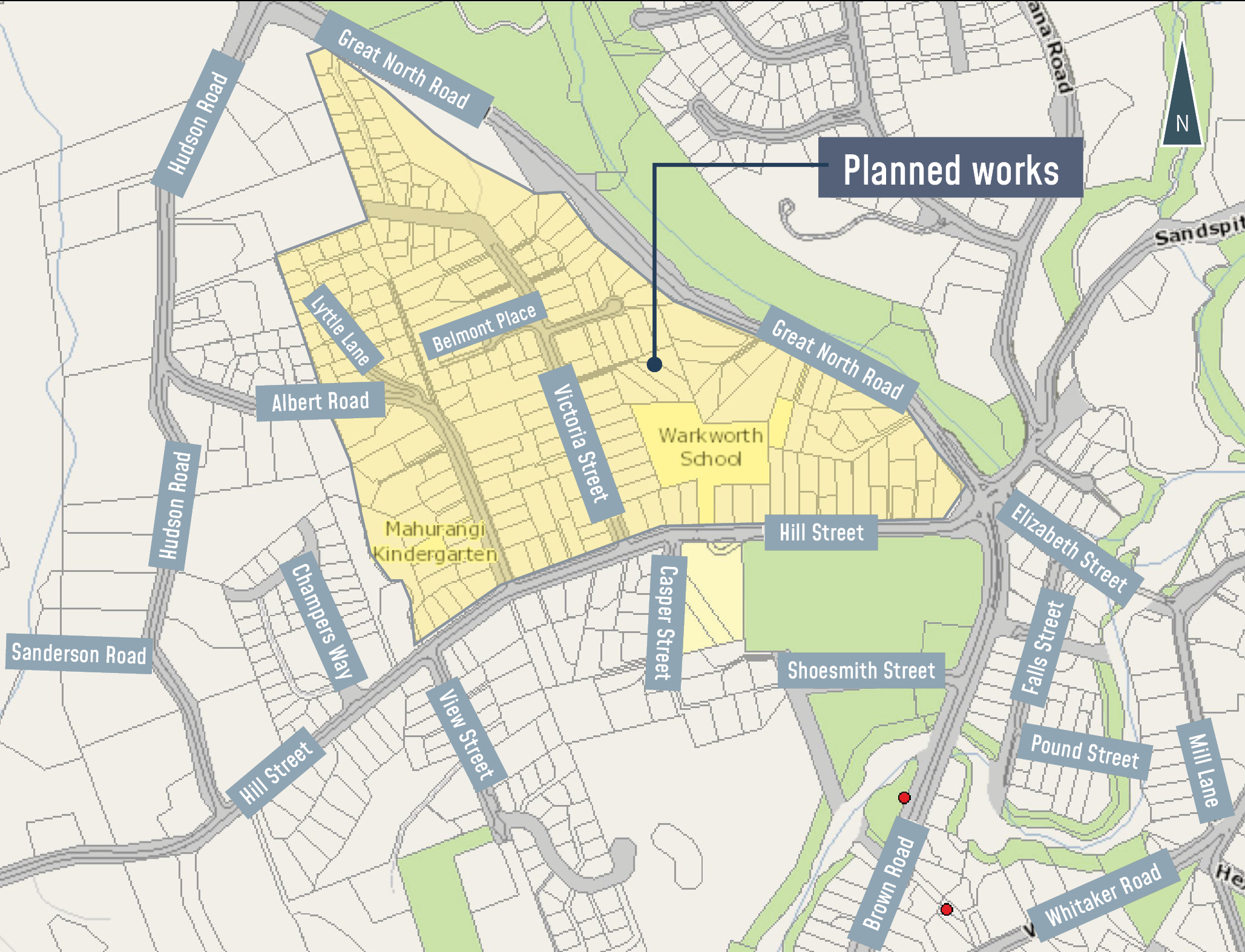 Warkworth wastewater rehabilitation map